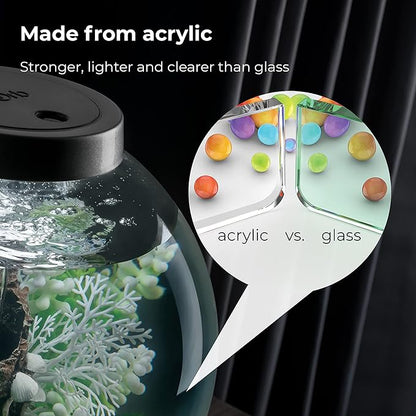 biOrb Classic 60 Acrylic 16-Gallon Aquarium with Multi-Color Remote-Controlled LED Lights Modern Tank for Tabletop Display, Black
