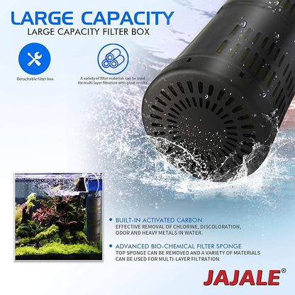 Water Pump 210 GPH 3-in-1 Submersible Internal Filter Aquarium Powerhead Water Pump Ultra Quiet for Aquarium,Fish Tank-4 Pack