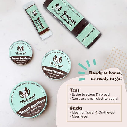 Natural Dog Company Snout Soother, Dog Nose Balm, Wax & Cream for Dry, Cracked Noses, Heals & Moisturizes with Shea Butter & Coconut Oil, Lick-Safe Nose Butter, Made in USA, 1 oz. Tin