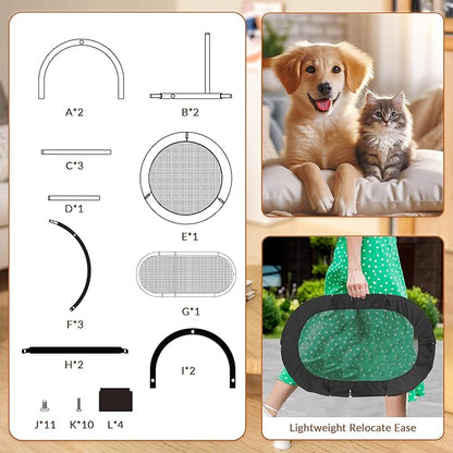 Defined Deco 2 Tier Elevated Cat Hammock Bed, Furniture Cat Bed Breathable Comfortable, Raised Cool Ca t Hammock for Indoor Cats, with Removable Mesh and Steel Frame for Summer