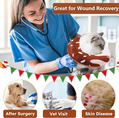 Cat Cone Collar Soft, Cat Recovery Collar for Wound Healing Cute Cat Adjustable Cat Cones to Stop Licking Comfortable Lightweight Neck Elizabethan Collars for Cats Purple