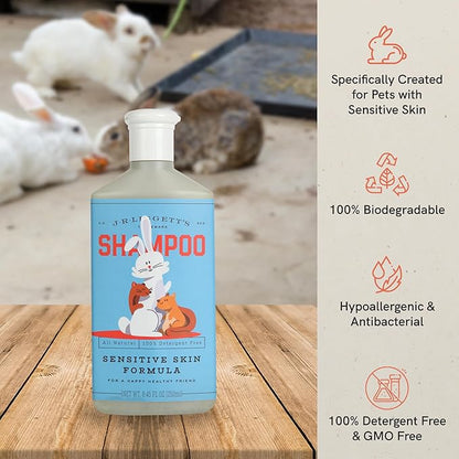 JR Liggett’s Natural Liquid Small Animal Shampoo for Sensitive Skin - 100% Detergent Free, Non-GMO & Biodegradable - Tear-Free, Hypoallergenic Formula Soothes Dry Itchy Skin - 8.45 fl oz