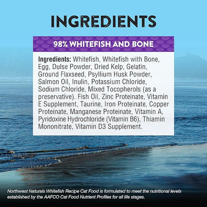 Northwest Naturals Freeze-Dried Whitefish Cat & Kitten Food – Bite-Sized Nibbles, Healthy, Limited, Human-Grade Ingredients, All-Natural, High-Protein Raw Diet, Complete & Balanced, Grain-Free – 11 oz