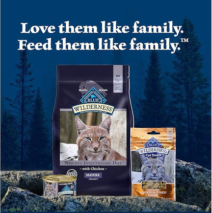 Blue Buffalo Wilderness High-Protein & Grain-Free Wet Cat Food Paté for Adult Cats 7+, Made with Natural Ingredients, Chicken Recipe, 3-oz. Cans (24 Count)