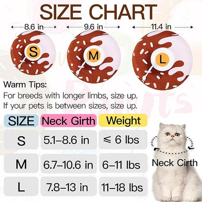 Cat Cone Collar Soft, Cute Cat Donut Collar After Surgery, Adjustable Kitten Recovery Cones to Stop Licking, Lightweight Neck Elizabethan Collars for Cats Kittens (Chocolate, Small)