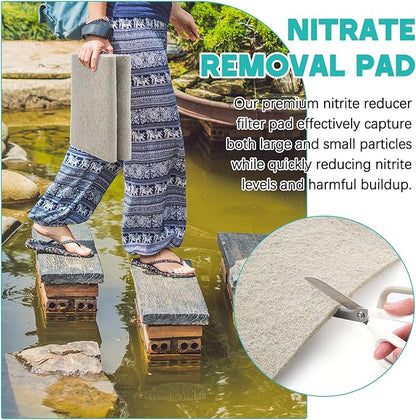 Treela 10 x 36 Inch Ammonia Reducer Filter Pad Fish Tank Filter Pads Ammonia Remover Aquarium Cut to Fit for Aquariums and Pond Reducing Infused Media Pad
