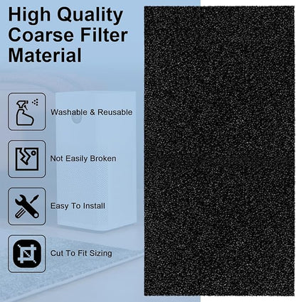 Air Filter Foam Sheet Material, 24" x 12" x 3/8" 30 PPI Filter Foam Sheet, Reusable Air Filter for Cutting and Fitting Purifier, Aquarium, Fish Tank, Air Conditioner