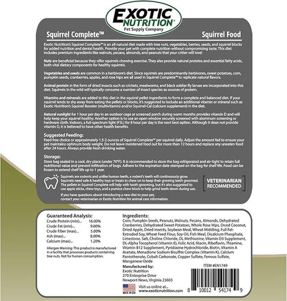 Squirrel Complete (4 lb.) - Healthy Natural Food - Nutritionally Complete Diet for Squirrels - Ground, Grey, and Flying Squirrels
