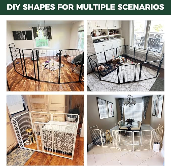FXW Homeplus Unleashed Indoor Dog Playpen - Stress-Free and Safe Play, Heavy Duty 40 Inch 12 Wire Panels Dog Pen for Medium and Large Dogs, White│Patented