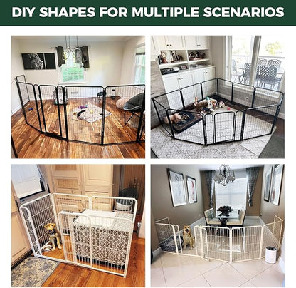 FXW Homeplus Unleashed Indoor Dog Playpen - Stress-Free and Safe Play, Heavy Duty 32 Inch 8 Wire Panels Dog Pen for Small and Medium Dogs, White│Patented