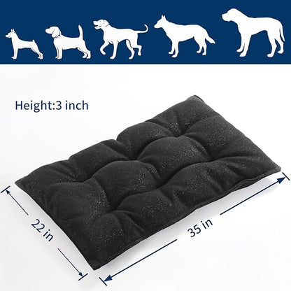 MABOZOO Dog Bed, Indestructible Chew Proof Pet Bed Mat, Durable Polyester, Large 35x22 inches, Black, for Aggressive Chewers, Crate Pad, Machine Washable