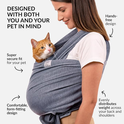 Dog Sling Carrier for Small Dogs - Anti-Anxiety Cat Sling, Puppy Pouch - Pet Sling in Gray Black Blue Green Pink Yellow (Gray, Standard)