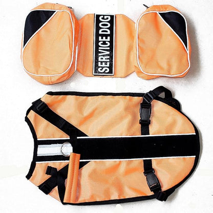 Serijoars Dog Vest Harnesses with Saddlebag Backpack for Camping & Travel - Reflective Hound Hiking Backpack Saddle Bag - Lightweight Vest Harness for Medium & Large Dogs (Orange, S)
