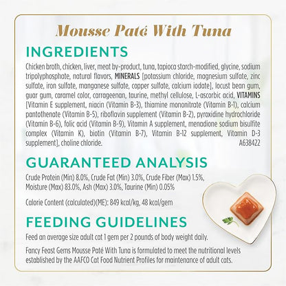 Fancy Feast Gems Pate Cat Food Mousse Salmon or Tuna and a Halo of Savory Gravy Wet Cat Food Variety Pack - (1) 8 ct. Boxes - 8 ct. Box