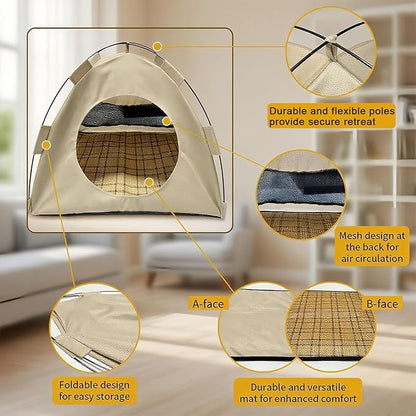 BreezyDen Pop-Up Pet Tent – Portable Hideaway for Cats & Small Dogs, Portable Indoor/Outdoor Pet Tent House with Mesh Window, Waterproof, Breathable, Scratch-Resistant, Fully Washable (Brown,M)