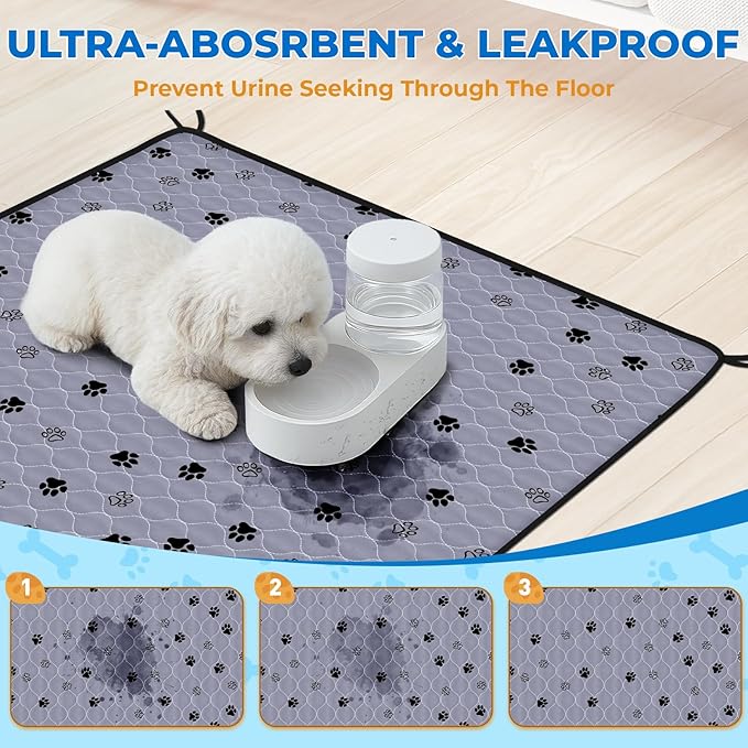 Fostanfly Washable Pee Pads for Dogs, 2 Pack Reusable Super Absorbent Potty Pads, Non-Slip and Leak-Proof 54"x54" for Whelping, Extra Large Potty Training Washable for Puppy