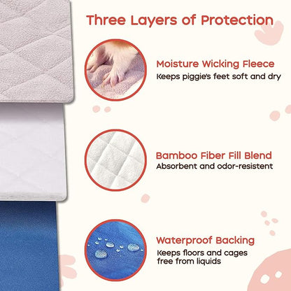 GuineaDad Premium Liner – Fleece Guinea Pig Cage Liner – Ultra-Plush Reusable Fleece Bedding with Waterproof Bottom – (Blush)
