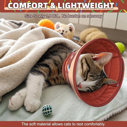 KOOLTAIL Cat Cone Collar Soft, Adjustable Cat Cones to Stop Licking, Foldable Donut Water Resistant Pet Recovery Neck E Collars After Surgery, Kitten Elizabethan Collar for Small to Large Cats,Brown S
