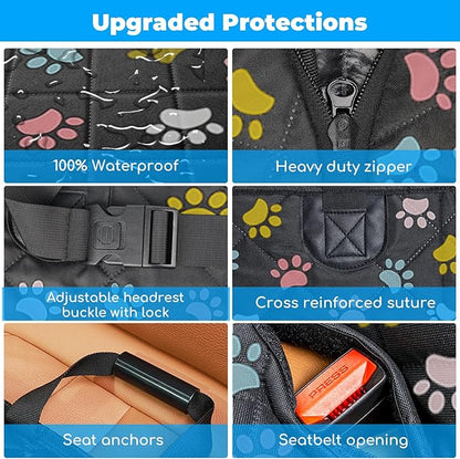 URPOWER Back Seat Extender for Dogs - Hard Bottom Dog Car Seat Cover Holds 400 lbs, Waterproof Dog Hammock Dogs Bed for Cars, SUVs & Small Trucks, Pet Backseat Protector with Mesh Window & Large Space
