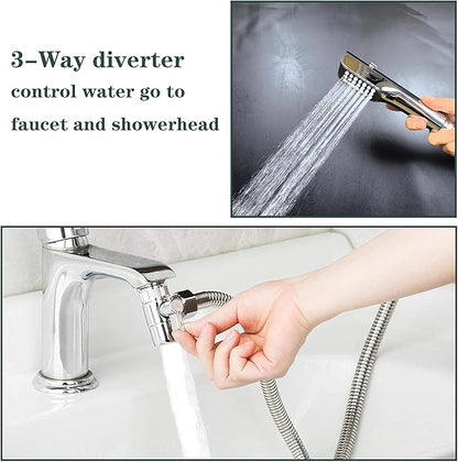 Tub faucet spayer attachment,Bathtub Shower Head Sink-Faucet with 5 Adapters, 79" Hose for Pet Dog Rinse, Baby Bath & Hair washing, ON/OFF Extension for Tub Faucet, Utility Sink, Garden,Bathroom