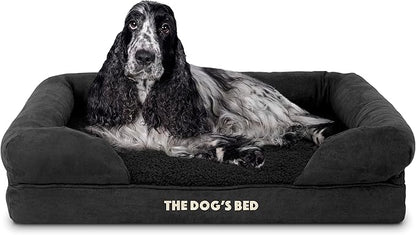 The Dog’s Bed, Medium Black Faux PL 30x23.5, Memory Foam, Pain Relief: Arthritis, Hip & Elbow Dysplasia, Post Surgery, Lameness, Supportive, Calming, Washable Cover, Veterinary Approved