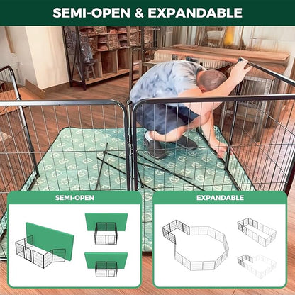 FXW Homeplus Unleashed Indoor Dog Playpen - Stress-Free and Safe Play, Heavy Duty 24 Inch 16 Wire Panels Dog Pen for Puppy and Small Dogs, Black│Patented