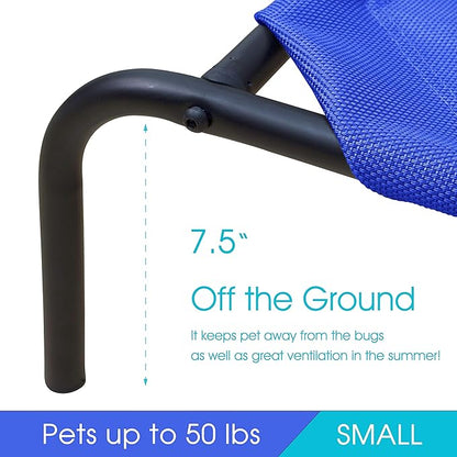 PHYEX Raised Pet Cot for Small Pets, Elevated Dog Bed with Breathable Mesh, Sturdy Steel Frame for Indoor & Outdoor Use, Non-Slip Design, Easy Clean, 33-Inch Blue