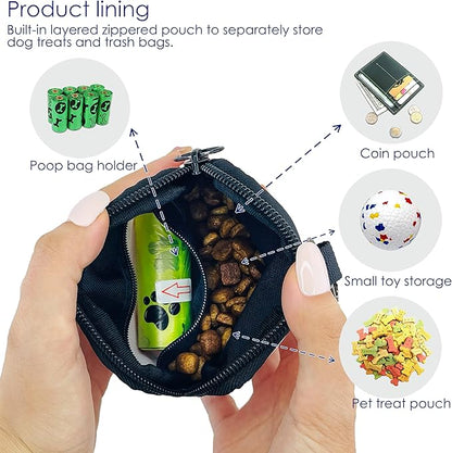 Dog Treat Pouch for Pet Walking and Training with Clicker Poop Bags Small Fanny Zipper Pack Holder for Puppy Snack Dispenser Kit for Leash and Outdoor Use (Orange)