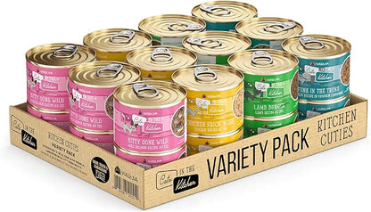 Weruva Cats in The Kitchen, Kitchen Cuties Variety Pack, Wet Cat Food, 6oz Cans (Pack of 24)