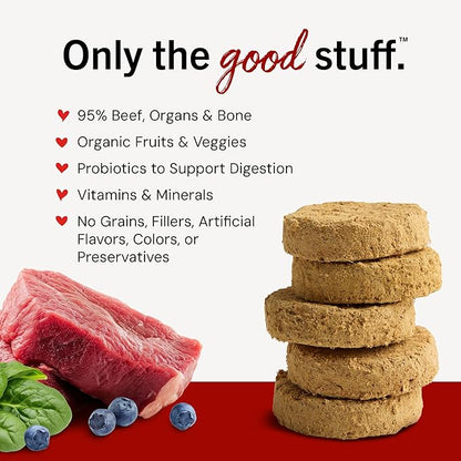 Stella & Chewy's Freeze-Dried Raw Dinner Patties - Beef Recipe - High Protein Grain-Free Puppy & Dog Food - Perfect For Picky Eaters - 25 oz