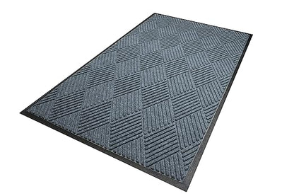 M+A Matting WaterHog Diamond | Commercial-Grade Entrance Mat with Rubber Border – Indoor/Outdoor, Quick Drying, Stain Resistant Door Mat (Bluestone, 4' x 8')