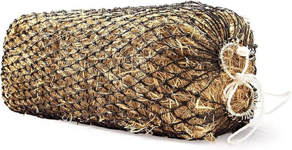 Bloomoak Slow Hay Net Feeder for Horses, Durable Soft Black PE 2/3 String Hay Bales Bags, Fit 36x18x18 to 47x25x17 Inches, Extends 50-64 Inches (2 1.6" Hole/1PC)