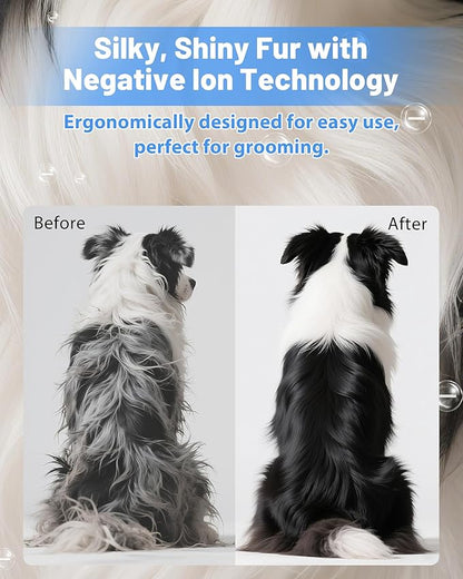 Hands-Free Dog Hair Dryer – Low Noise Pet Grooming Blower for Small & Medium Dogs Cats, Fast Drying, Adjustable Heat & Speed, Portable (Gray)