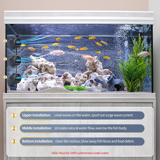 2100 GPH Wave Maker for Aquarium, Ultra Quiet DC 24V Fish Tank Powerhead with Strong Magnet Suction Base, Circulation Water Pump Wavemaker with Controller and LED Display for 30-70 Gallon Tank