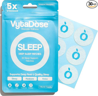Natural DEEP Sleep Patches for Adults: 8-Hour Time-Release Formula for Sustained Rest & Superior Absorption W/Ashwagandha, Magnesium, Passionflower, Valerian Root, Lemon Balm & Chamomile