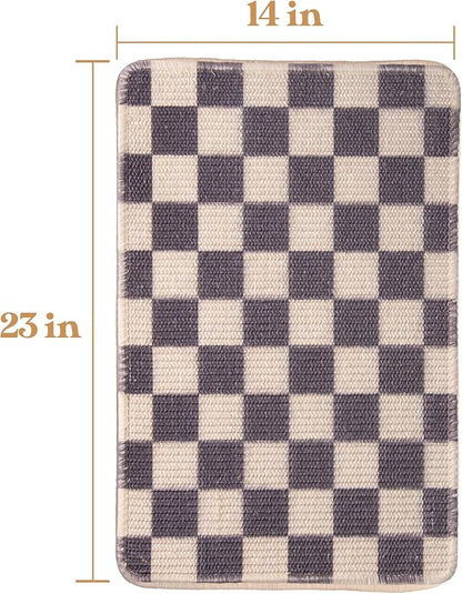 Sisal Cat Scratcher, [+ Catnip Fish Toy], Cat Wall Scratcher, Couch Protector from Cat Scratching, 24 X 15.8 with 12 Adhesive Velcro Stripes. (Checkered)