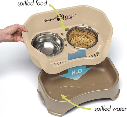 Neater Pet Brands Neater Feeder Deluxe Mess Proof Dog Bowls Elevated for Small Dogs Under 19 lbs, Made in USA, No Spill Raised Dog Food Bowl Stand Feeding Station, Food and Water Bowl Set, Cappuccino