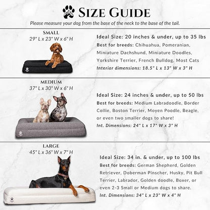 Luxury Boucle Fabric Orthopedic Dog Bed with Memory Foam | Breathable Comfort and Washable Dog Couch Bed with Waterproof Liner & Cover | Ideal Pet Beds for Small Dogs - Bone (29"x23"x6")