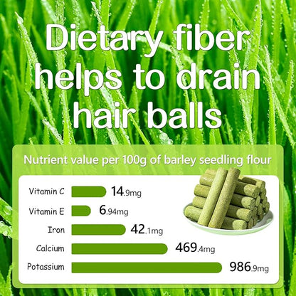 HavenJanny 50g Cat Grass Teething Stick, Freezed Drying Cat Grass Sticks Snacks for Cats, Edible Cat Treats for Teeth Cleaning and Hairball Removal