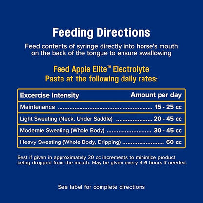 Farnam Apple Elite Electrolyte Paste Supplement for Horses, Replaces Vital Minerals, Encourages Hydration, No Added Sugar, 60 cc syringe