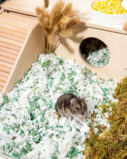 Niteangel Aspen Shaving Hamster Beddings for Syrian Dwarf Hamster Gerbil Mice Degu Rat Rabbit Bunny Guinea Pig Chinchilla Hedgehog or Other Small Pets (36L - White Paper Bedding)