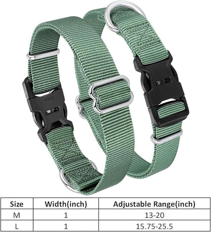 Mikivery Nylon Dog Collar with Quick Release Buckle Soft Adjustable Sturdy for Small Medium Large Dogs Emerald,L