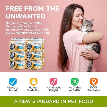 Tuna and Pumpkin Pate, Canned Wet Cat Food, 100% Mercury-Tested, Moist Can Fish, Grain-Free Protein, Non-GMO, 12 Pack