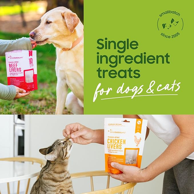 smallbatch Freeze Dried Dog Treats, Lamb Liver Treats for Dogs & Cats, High Protein, Single Ingredient Dog Treat for Training or Food Topper, Natural, Humanely Sourced Meat, Made in The USA, 4 oz