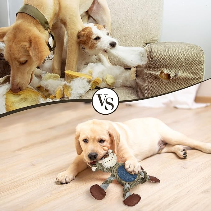 Plush Monkey Squeaky Dog Toy – Stuffed Animal for Small, Medium & Large Dogs