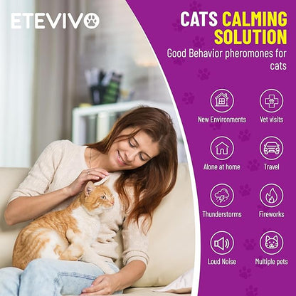 Cat Calming Pheromone Diffuser 4 Pack Cat Calming Diffuser Refills Anxiety Relief Comfort for Cats Reduce Fighting Spraying and Scratching 120 Days Long Lasting Serenity