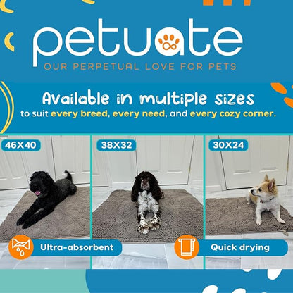 Pet 2-in-1 Dog Towel & Mat – Transforms from Drying to Bath Mat, Ultra Soft, Absorbent & Quick-Drying, Machine Washable Dog Towels with Detachable Non-Slip Mat and Hand Pockets (Large)
