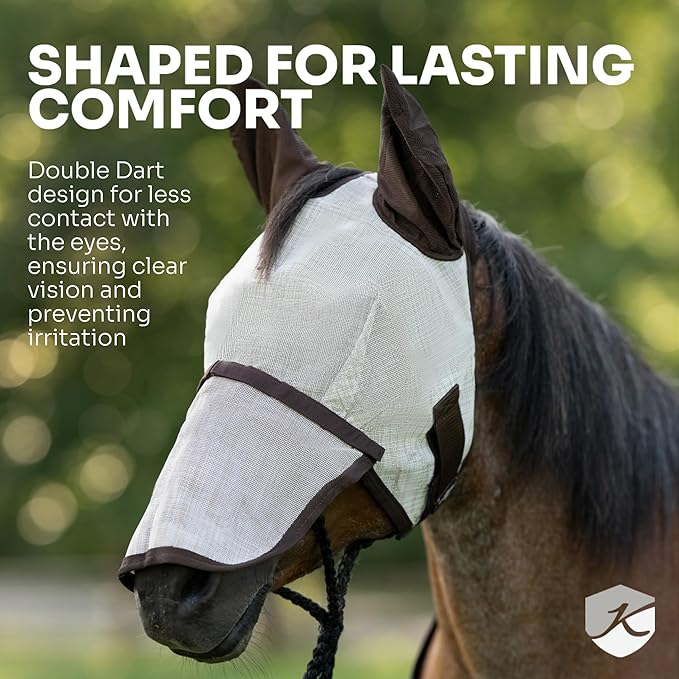 Kensington KPP Fly Mask with Fleece Trim, Deluxe Black Plaid, Medium