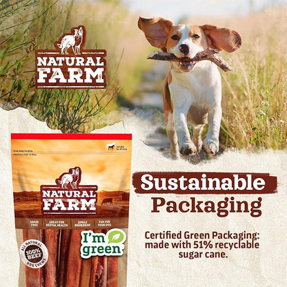 Natural Farm Bully Sticks (6 Inch, 50 Pack), Thin Pixie Pizzle Beef Treats, Grain-Free, High Protein, Best Rawhide Alternative for Small, Puppies or Senior Dogs