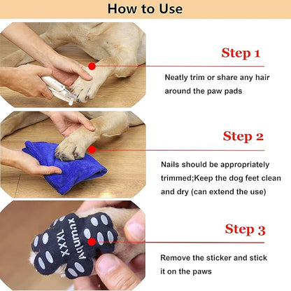 Dog Paw Protector Gripper Traction Pads,Dog Paw Covers,Foot Stickers in Summer Hot/Winter Cold Pavement,Dog Shoes Booties Socks Replacement,12 Sets (48 pcs) M Multicolor